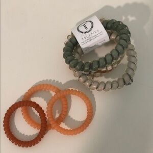 Spiral Hair Ties Set - Green and Peach